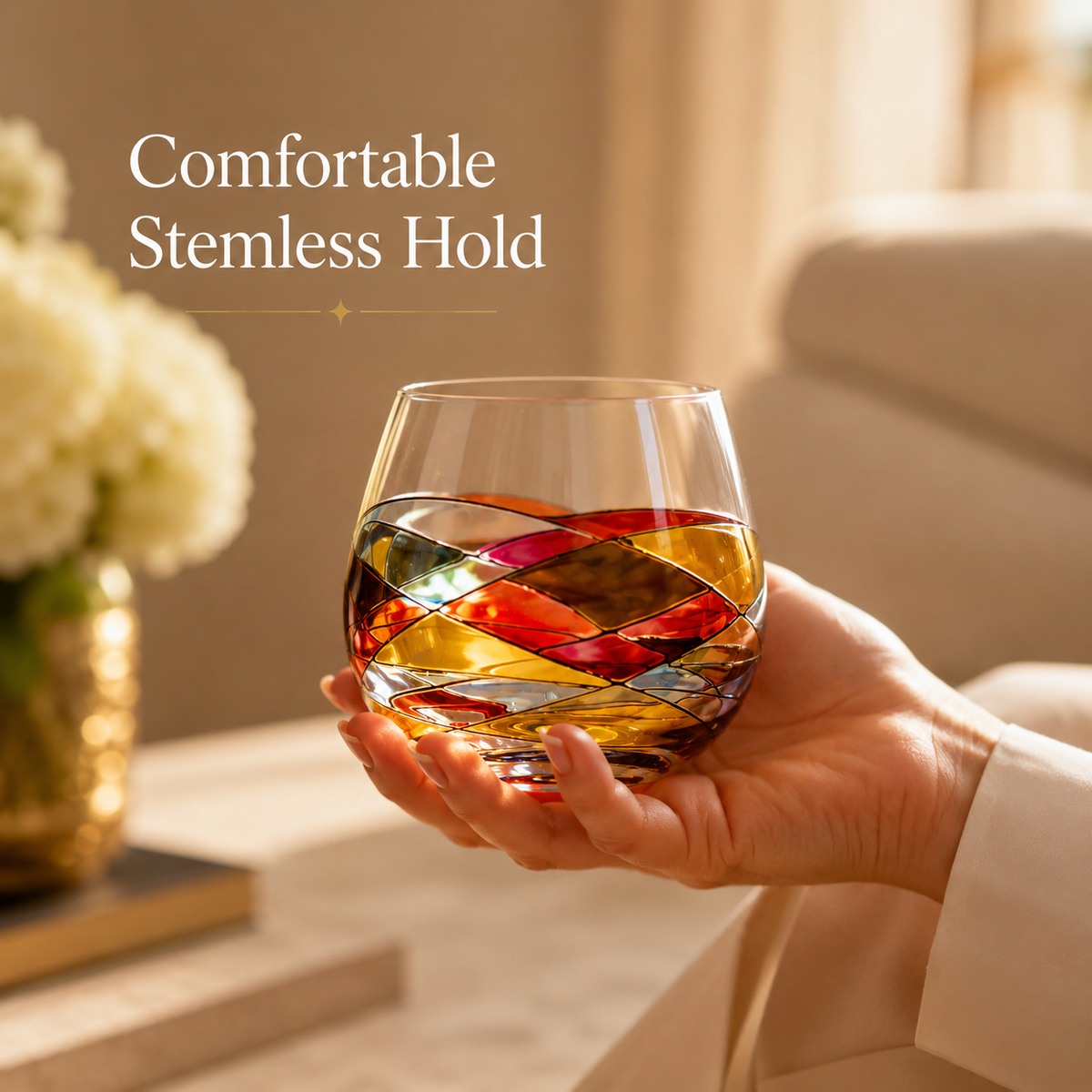 Sagrada Red stemless balloon wine glasses, 21 oz – additional product angle