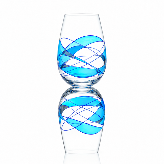 Mediterranean Blue hand-painted stemless wine glasses, 17 oz, set of 2 – main product photo, Victoria Barcelona