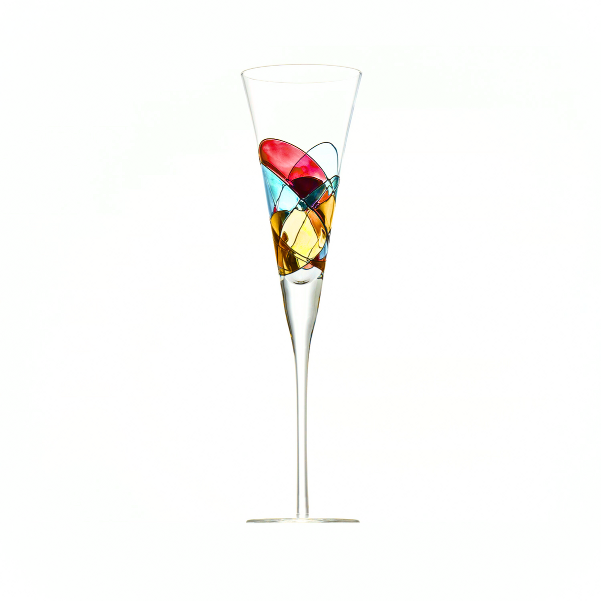 Sagrada Red champagne flutes, 12 oz – close-up of the hand-painted pattern