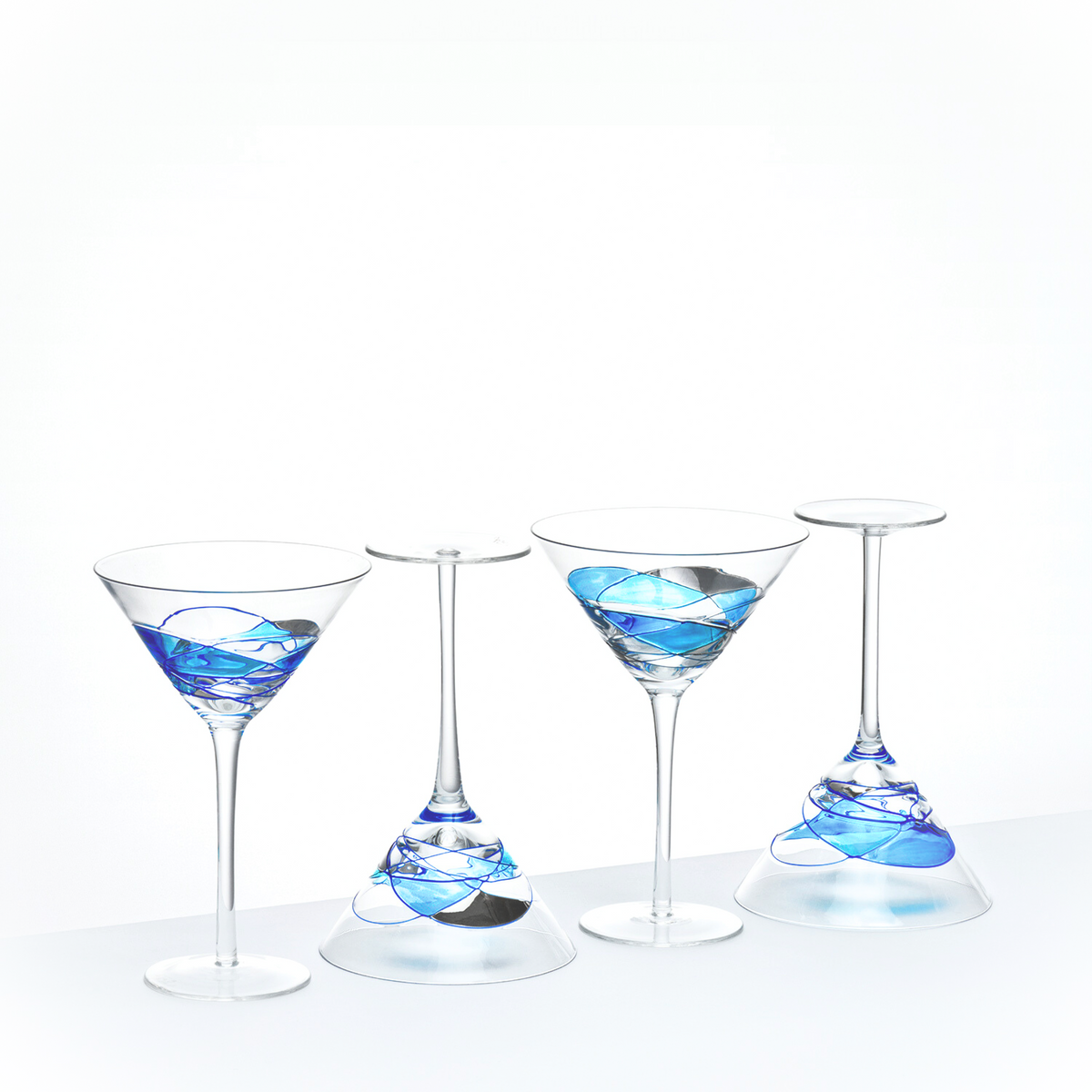 Hand-painted martini glasses – set of 4, styled table setting