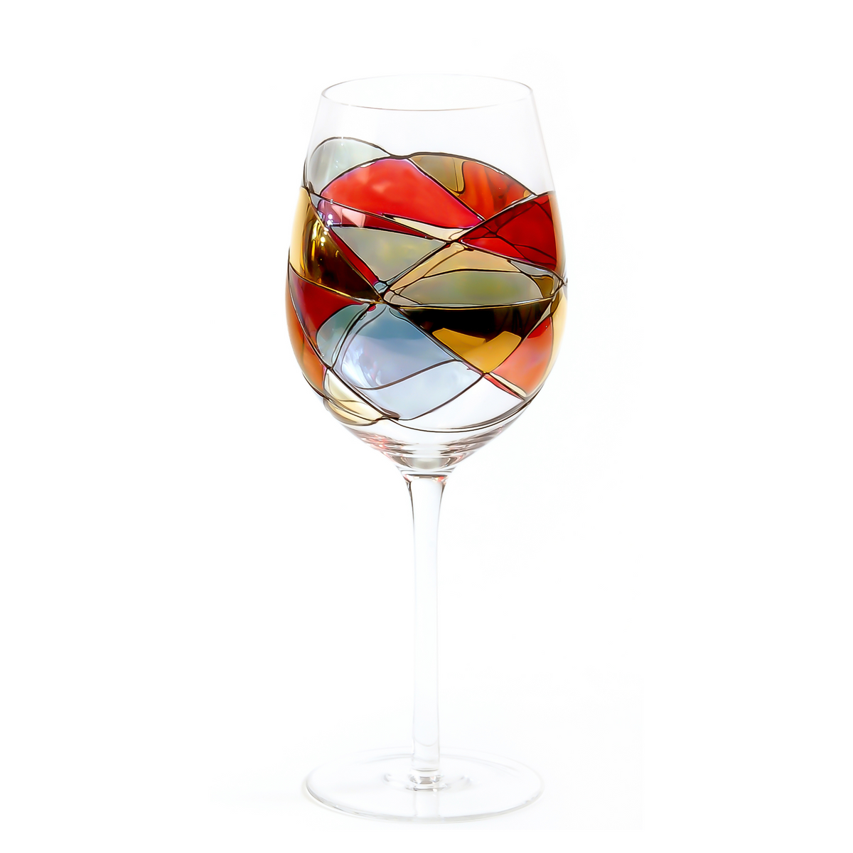 Sagrada Red wine glasses, 29 oz – close-up of the hand-painted pattern