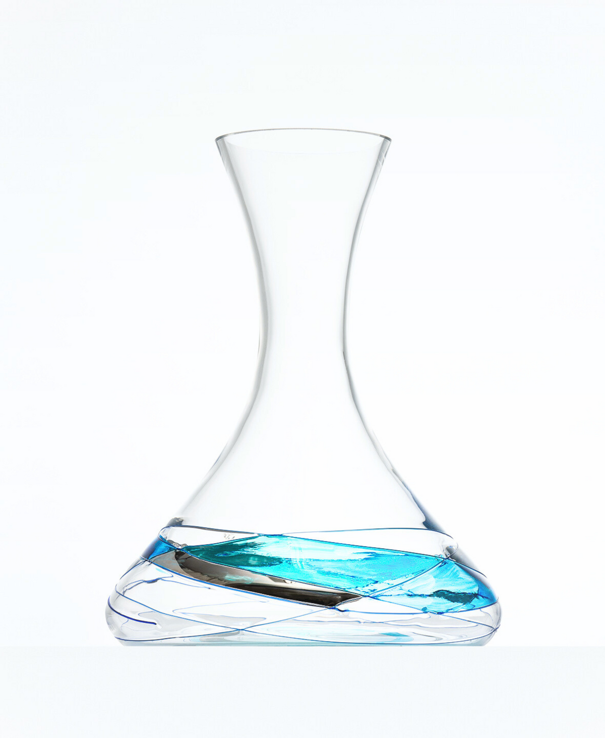 Hand-painted wine decanter, 40 oz – Mediterranean Blue