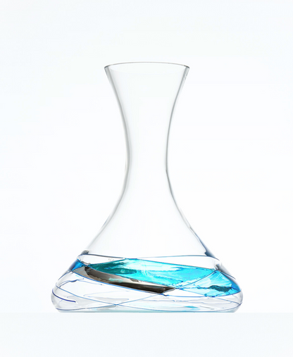 Hand-painted wine decanter, 40 oz – Mediterranean Blue