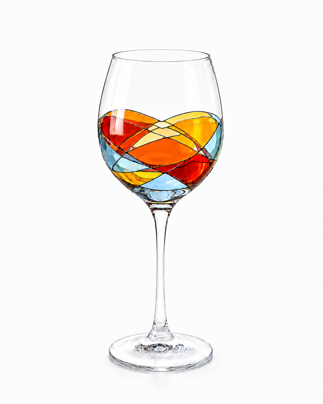 Sagrada Red wine glasses, 14 oz – close-up of the hand-painted pattern