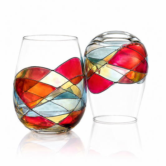 Holiday Founders’ Edition Sagrada Família hand-painted stemless glasses, 17 oz, set of 2 – main product photo, Victoria Barcelona