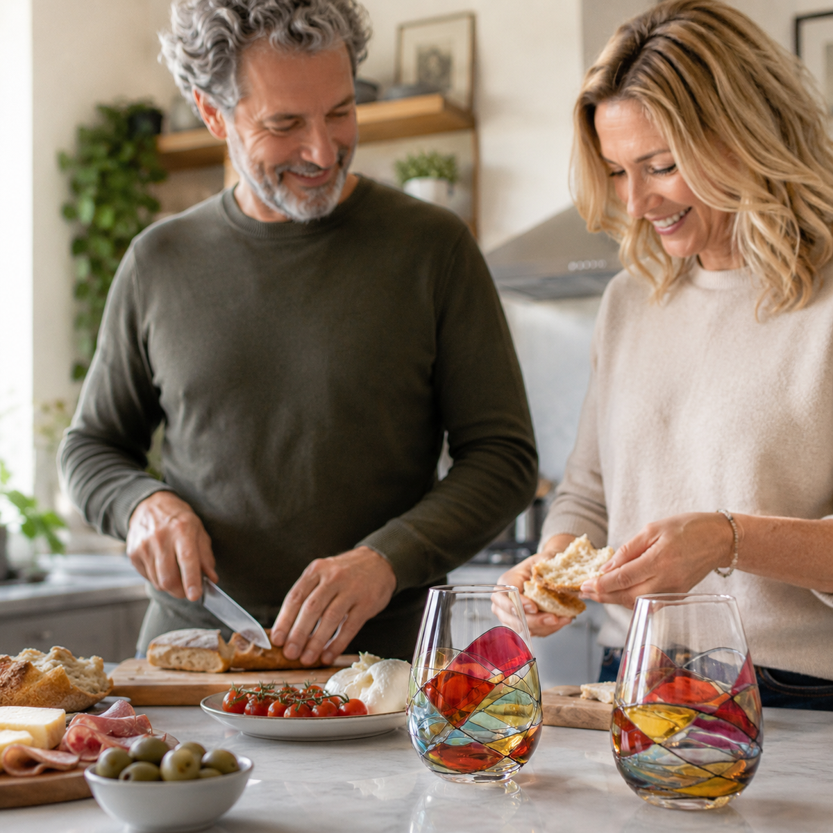 Holiday Founders’ Edition stemless wine glasses – gifting and entertaining lifestyle setting